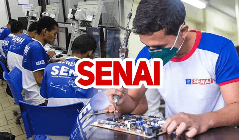 Imagem mostra estudante de curso técnico ou aprendizagem industrial do SENAI