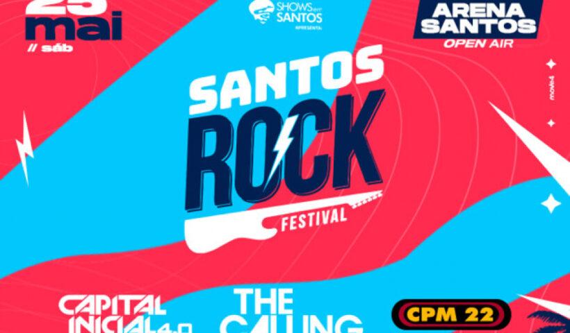 Banner do Santos Rock Festival, evento que vai agitar a cidade de Santos neste final de semana!