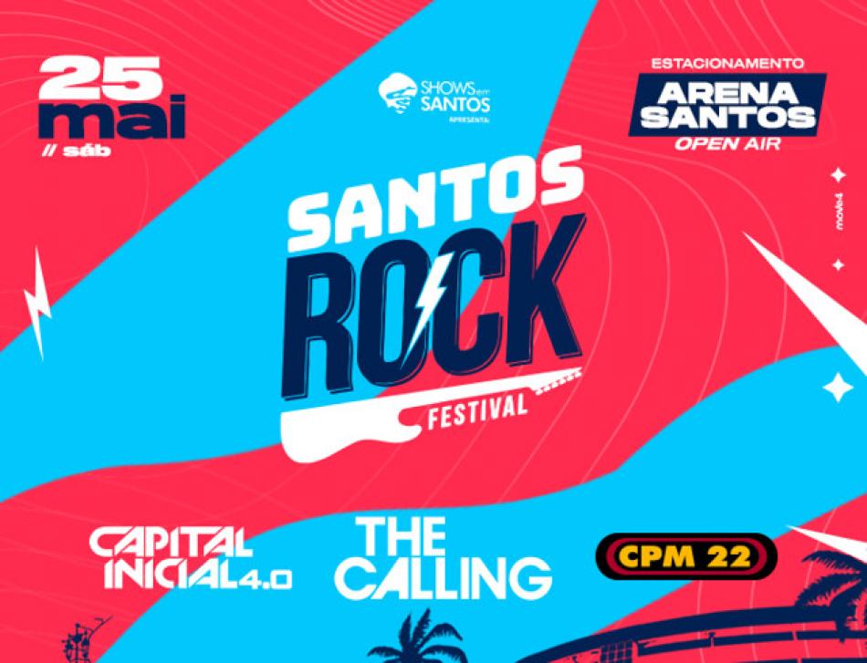 Banner do Santos Rock Festival, evento que vai agitar a cidade de Santos neste final de semana!